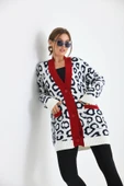 FTZ Women Kadın Leopar Detaylı Hırka  Ekru 20001 - 1