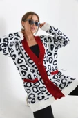 Ftz Women Kadın Leopar Detaylı Hırka Ekru 20001 - 3
