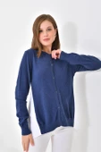 FTZ Women Kadın Poplin Kumaş Detaylı Hırka  İndigo 20526 thumbnail 4