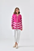 FTZ Women Kadın Şerit Detaylı Hırka  Fuşya 20429 thumbnail 1