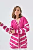 FTZ Women Kadın Şerit Detaylı Hırka  Fuşya 20429 thumbnail 4