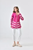 FTZ Women Kadın Şerit Detaylı Hırka  Fuşya 20429 thumbnail 2