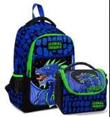 Coral High İlkokul Okul Sırt ve Beslenme Çantası Seti - Erkek Çocuk Mavi Yeşil Dragon - 1