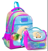 Coral High Okul Sırt ve Beslenme Çantası Seti - Kız Çocuk Pembe Mavi Zürafa thumbnail 1