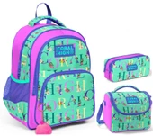 Coral High Yeşil Pembe Kız Çocuk Üçlü İlkokul Okul Çanta Seti thumbnail 1