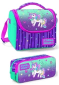 Coral High Yeşil Mor Unicorn Kız Çocuk Beslenme Çantası Seti thumbnail 1