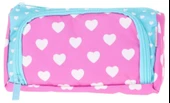 Kaukko Plump İki Bölmeli Turkuaz Pembe Kalp Desenli Kız Çocuk Kalem Çantası/Kalemlik - K2435 thumbnail 2