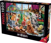 Anatolian 1000 Parça Sevimli Kediler ve Akvaryum  Etkisi Puzzle - 2