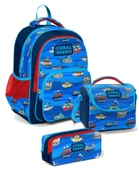 Coral High Üç Gözlü İlkokul Sırt Çantası Seti Lacivert Mavi Gemiler Erkek Çocuk thumbnail 1