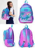 Coral High Kız Çocuk Pembe Mavi Kaplumbağa Üçlü İlkokul Okul Çanta Seti thumbnail 3