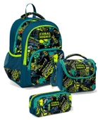 Coral High Üç Gözlü İlkokul Sırt Çantası Seti Yeşil Yazılı Erkek Çocuk thumbnail 1