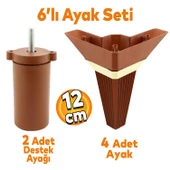 Alcazar Köşe 6'lı Set Mobilya TV Ünitesi Çekyat Koltuk Kanepe Destek Ayağı 12 cm Kahve M8 Civatalı thumbnail 1
