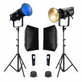 Gdx Exc-180RGB-II Rgb Led Video Işığı 2'li Full Set (Gridli 60x90 Softbox + 260 cm Kalın Işık Ayağı) - 1