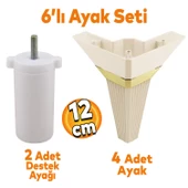 Alcazar Köşe 6'lı Set Mobilya TV Ünitesi Çekyat Koltuk Kanepe Destek Ayağı 12 cm Krem M8 Civatalı - 1