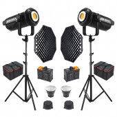Gdx LV-700C-II B Bi Color Led Video Işığı 2'li Full Set (Gridli 140 Octa Softbox + 260 cm Kalın Işık Ayağı) - 1