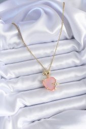 316L Çelik Gold Renk Kalp Model Zirkon Taşlı Kutup Yıldız Detay Kadın Kolye thumbnail 2