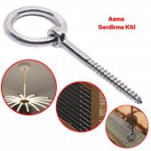 Metal Paslanmaz M6 Vidalı Sabitleme Gerdirme Çekme Kaldırma Tavan Kancası Salıncak Asma Kit Kiti - 5