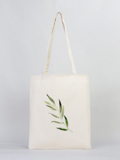 Gedene Zeytin Dalı Baskılı Doğal Gabardin Bez Çanta - GDN20234002 - 1