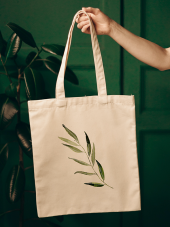 Gedene Zeytin Dalı Baskılı Doğal Gabardin Bez Çanta - GDN20234002 - 4