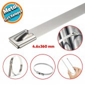 Cırt Kelepçe Metal Paslanmaz Çelik Kablo Zip Bağı Çok Amaçlı Bağlama 4.6x360 1 Adet - 1