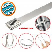 Cırt Kelepçe Metal Paslanmaz Çelik Kablo Zip Bağı Çok Amaçlı Bağlama 4.6x200 1 Adet - 1