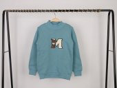 Unisex Çocuk Dik Yaka M Nakışlı Mavi Basic Sweatshirt - 2