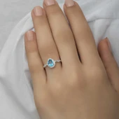 Gümüş Turkuaz Damla Taşlı Kadın Yüzük SL4444 thumbnail 11