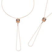 Gümüş Rose Zültanit Taşlı Kare Şahmeran  SL4384 thumbnail 1