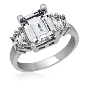 Gümüş Beyaz Baget Taşlı Bayan Yüzük SL4460 thumbnail 5