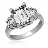 Gümüş Beyaz Baget Taşlı Bayan Yüzük SL4460 thumbnail 1