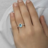 Gümüş Turkuaz Damla Taşlı Kadın Yüzük SL4444 thumbnail 5
