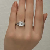 Gümüş Beyaz Baget Taşlı Bayan Yüzük SL4460 thumbnail 8