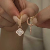 Gümüş Halka Yonca Bayan Küpe  SL4326 thumbnail 4