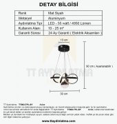 TT Aydınlatma TT003-LDTPL-SY  Sarmal Modeli Mat Siyah Ledli Toplu 3 Renk Modüllü Ledli Avize thumbnail 4