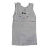 TUTKU DÜZ BEYAZ KALP İŞLEMELİ KIZ ÇOCUK ATLET - 1