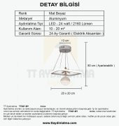 TT Aydınlatma TT037-BY  Kare Model Mat Beyaz Tek Toplu 3 Renk Modüllü Ledli Avize - 4
