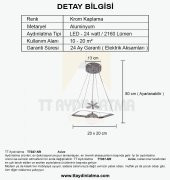TT Aydınlatma TT037-KR  Kare Model Krom Kaplama Tek Toplu 3 Renk Modüllü Ledli Avize - 4