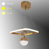 TT Aydınlatma TT037-SR  Kare Model Sarı Kaplama Tek Toplu 3 Renk Modüllü Ledli Avize thumbnail 1