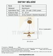 TT Aydınlatma TT037-SR  Kare Model Sarı Kaplama Tek Toplu 3 Renk Modüllü Ledli Avize thumbnail 4