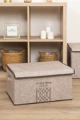 Keçe Kapaklı Çok Amaçlı Maxi Kutu Bej 47x37x24 Cm - 1