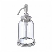 2 Parça Cam Banyo Seti 300 ml Krom Kaplama Şeffaf Sıvı Sabunluk-Diş Fırçalık Seti Modern-Sade Banyo Set 2 Parça - 1