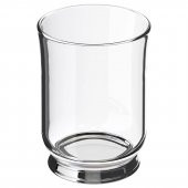 2 Parça Cam Banyo Seti 300 ml Krom Kaplama Şeffaf Sıvı Sabunluk-Diş Fırçalık Seti Modern-Sade Banyo Set 2 Parça - 2