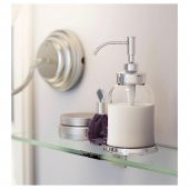 2 Parça Cam Banyo Seti 300 ml Krom Kaplama Şeffaf Sıvı Sabunluk-Diş Fırçalık Seti Modern-Sade Banyo Set 2 Parça - 7