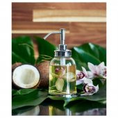 2 Parça Cam Banyo Seti 300 ml Krom Kaplama Şeffaf Sıvı Sabunluk-Diş Fırçalık Seti Modern-Sade Banyo Set 2 Parça - 8