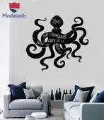 Duvar Oturma Odası, Ofis, Dükkan Sticker Deniz Hayvanları Ahtapot Alıntı Kelimeler Motivasyon Cümle Benzersiz Hediyelik thumbnail 1