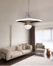 TT Aydınlatma TT037-SYSR  Kare Model Mat Siyah-Gold Tek Toplu 3 Renk Modüllü Ledli Avize - 1