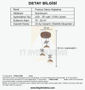 TT Aydınlatma TT033-3-FSR  Kelebek Toplu Model Fransız Sarısı Kaplama 3 lü 3 Renk Modüllü Ledli Avize - 4