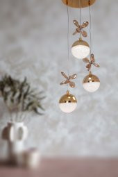 TT Aydınlatma TT033-3-SR  Kelebek Toplu Model Sarı Kaplama 3 lü 3 Renk Modüllü Ledli Avize thumbnail 2