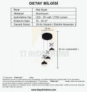 TT Aydınlatma TT033-3-SY  Kelebek Toplu Model Mat Siyah 3 lü 3 Renk Modüllü Ledli Avize - 4