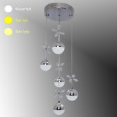 TT Aydınlatma TT033-5-KR  Kelebek Toplu Model Krom Kaplama 5 li 3 Renk Modüllü Ledli Avize thumbnail 1